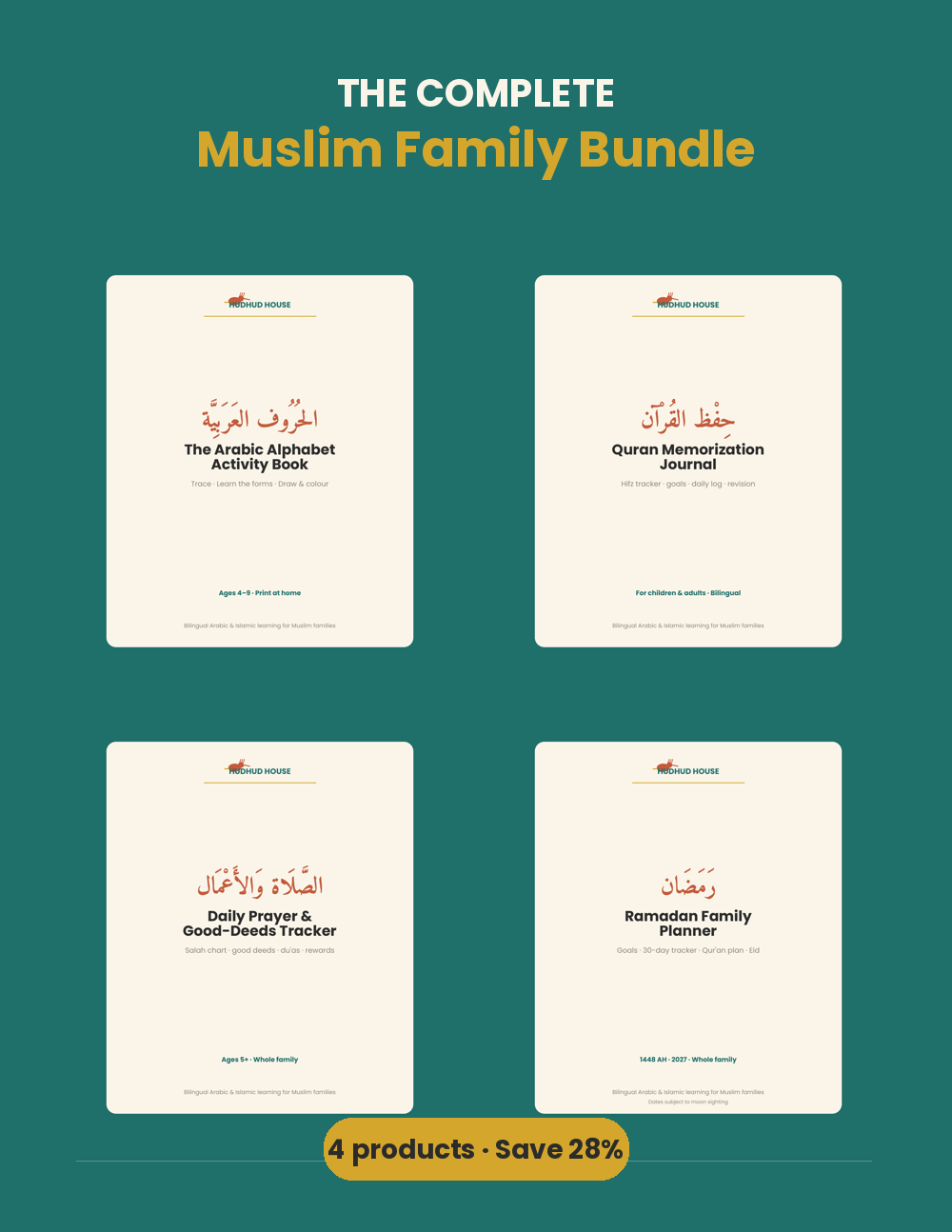 The Complete Muslim Family Bundle showing all four printable covers together